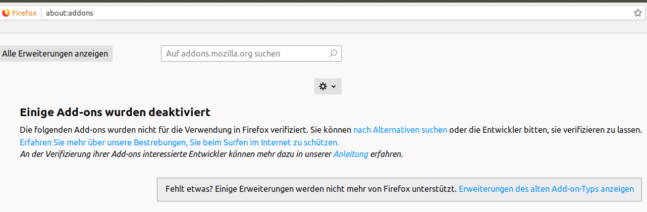 Firefox 66.0.3 Einige Add-ons wurden am 04.05.2019 deaktiviert