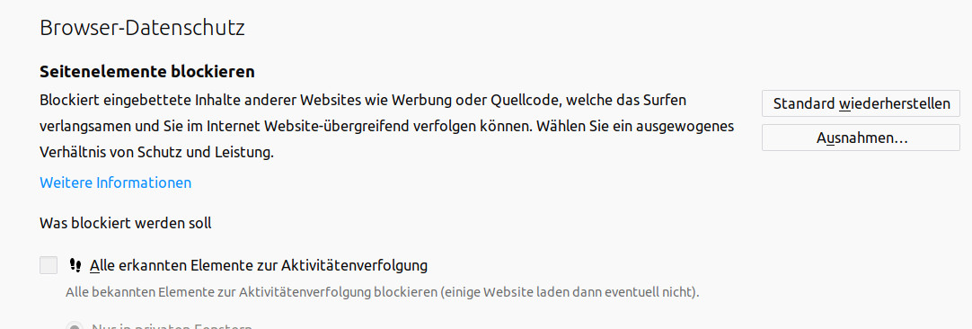 Host Europe, Mail Basic, Firefox Quantum 63.03.3 mit Linux™ Betriebssystem Ubuntu® 18.04 LTS Einstellungen