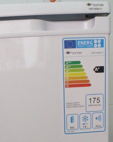 Kühlschrank mit Gefrierfach, Carrefour Home CRT100W–11, Energieklassen Angaben