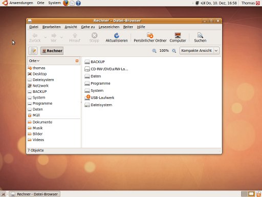 Ubuntu® 9.04, Datei Manager