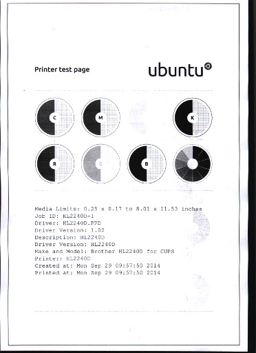 Ubuntu 14.04 LTS, Printer test page