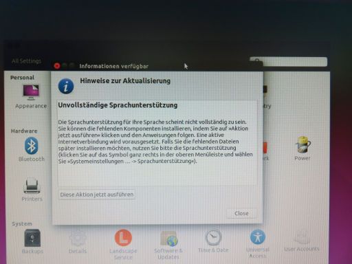 Ubuntu 15.10, Sprachunterstützung aus dem Internet nachladen