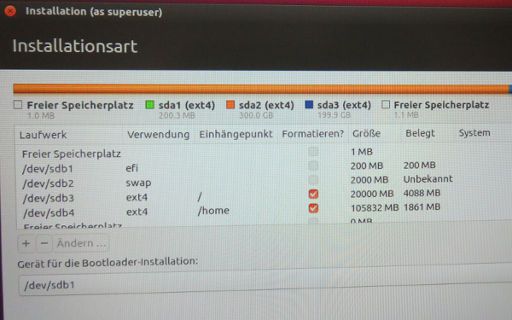 Ubuntu 16.04 LTS, Aufteilung einer SSD Festplatte