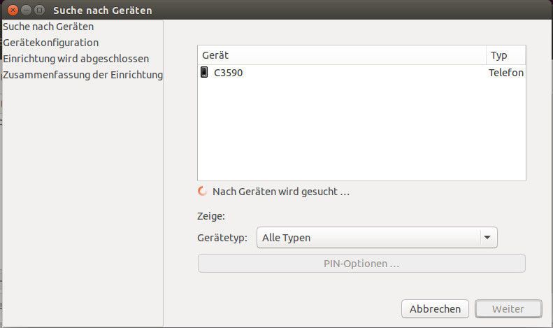 Linux™ Ubuntu® Suche nach Bluetooth® Geräten