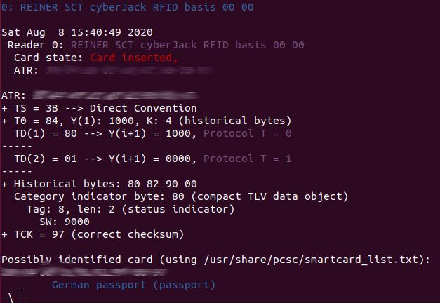 REINER SCT cyberJack® RFID basis, PC/SC device scanner V 1.5.2 (c) 2001-2017, Ludovic Rousseau