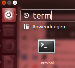 Linux™ Ubuntu® Terminal Nutzung, Dash Eingabe term