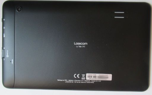 Tablet Android™, Logicom La Tab 292, Gehäuse Ansicht Rückseite mit Kamera und Lautsprecher