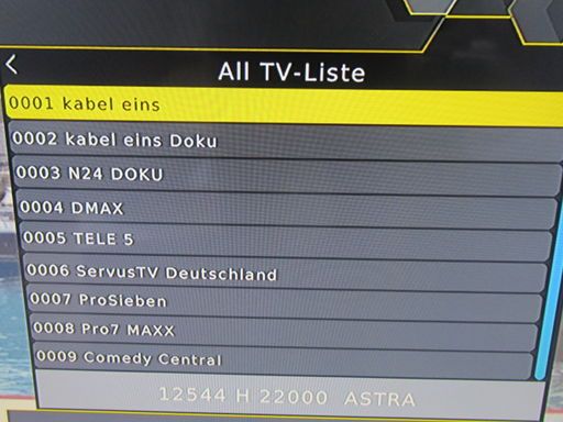 Metronic TouchBox HD3, Satelliten Receiver DVB-S2, Sendersortierung