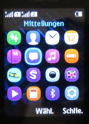 Mobiltelefon, Nokia 150 Dual SIM, Auswahlmenü