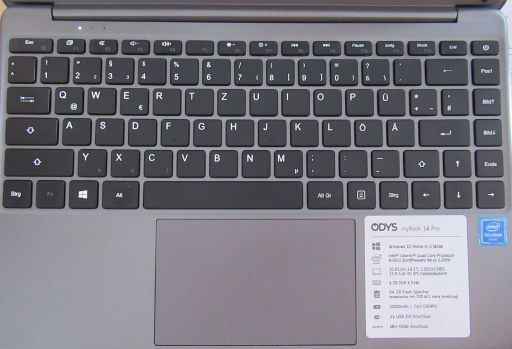 ODYS myBook 14 Pro Notebook, Tastatur mit deutschen Umlauten