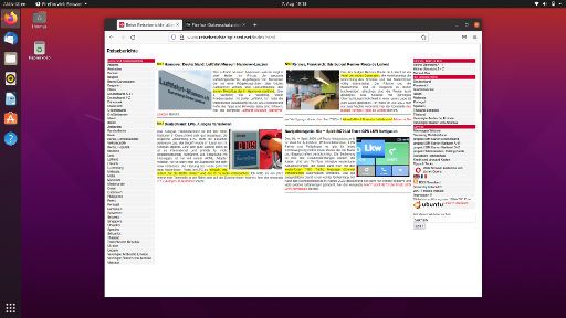 ODYS myBook 14 Pro, Bildschirmauflösung 1920 × 1080 16:9 Ubuntu® 20.04 LTS Startbildschirm und Firefox 90.0.2