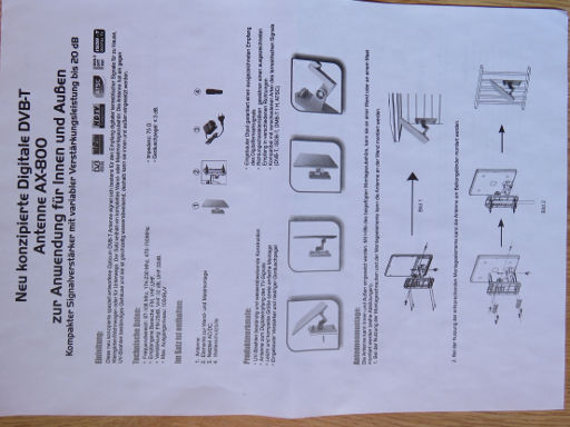 Opticum™ AX 800, DVB–T Antenne, Bedienungsanleitung auf Deutsch