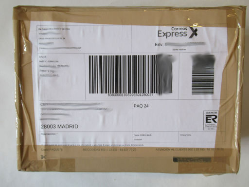 Correos Express, Paketdienst Spanien, Paket Maße 23 × 16 × 10 cm Gewicht 740 g