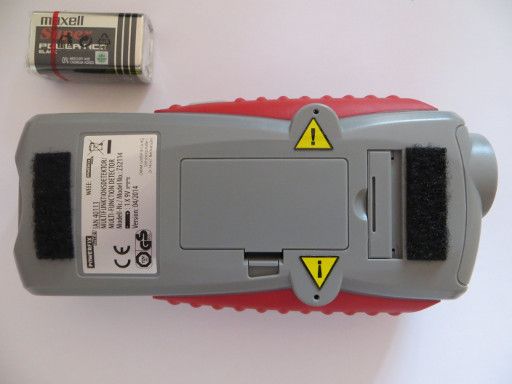 Powerfix® 5-in-1 Multifunktionsdetektor, Lidl, Rückseite mit 9 Volt Batterie