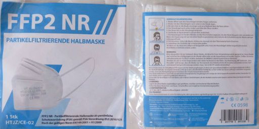 FFP2 NR Partikelfiltrierende Halbmaske EN 149:2001 + A1:2009 von Jiangsu Haitong Jiuzhuo Ecology Technology Co., Ltd Made in China