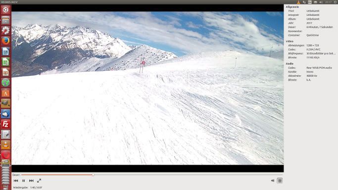 Rollei Actioncam 350, Videoaufnahme mit Schnee Modus im MOV Format