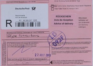 Deutsche Post, Einschreiben mit Rückschein