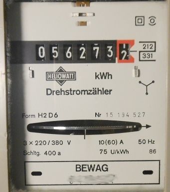 Stadtwerke Flensburg, Zähler von der BEWAG Zählerstand 56273,2 kWh im Mai 2012