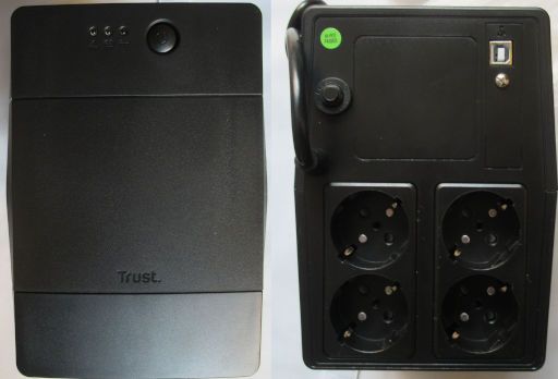 Stromversorgung, Trust Paxxon 1000 VA UPS, Ansicht Front– und Rückseite