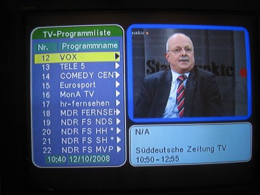DVB–T Receiver, Strong Prima II, EPG Elektronischer Programmführer