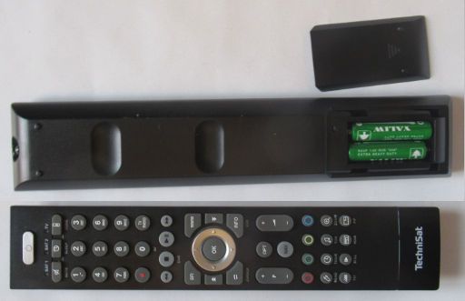 TechniSat HD-S 223 DVR, Satelliten Receiver DVB-S2, Fernbedienung Vorder– und Rückseite