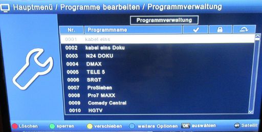 TechniSat HD-S 223 DVR, Satelliten Receiver DVB-S2, Programme bearbeiten