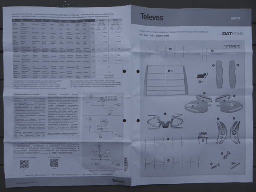 Televes® Datboss TForce, DVB–T Antenne, technische Daten