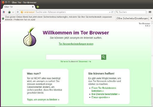 Tor® Browser, Startseite