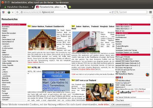 Tor® Browser, mit Website www.reiseberichte.bplaced.net