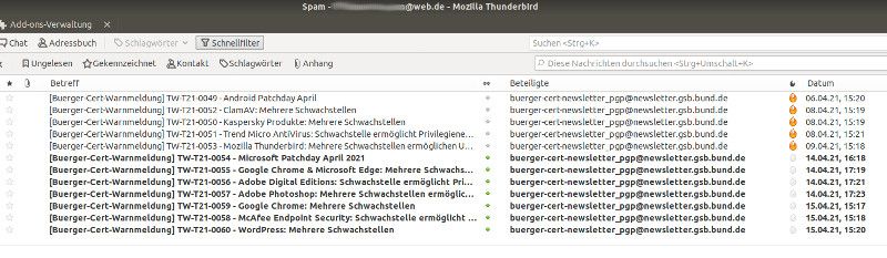 WEB.DE Spam Filter und Sperrliste @newsletter.gsb.bund.de