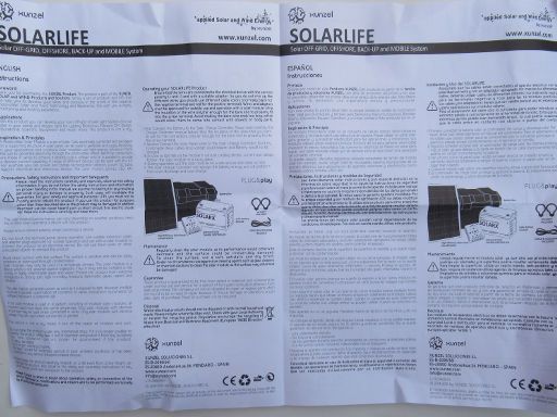 xunzel™ Solarlife™ i-10, Bedienungsanleitung auf Englisch und Spanisch