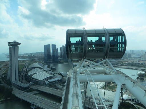 Singapore, Singapore Flyer, Aussicht vom höchsten Punkt Richtung Marina Bay