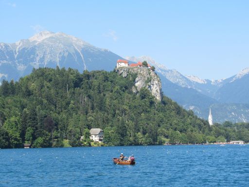 Bled, Slowenien, Burg, Ansicht von der Insel