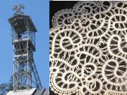 Idrija, Slowenien, Förderturm und Spitze