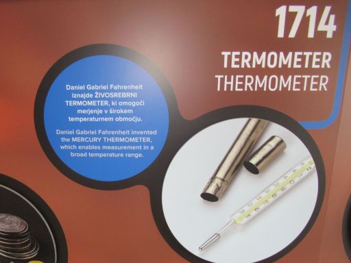 Quecksilberschmelzwerk Museum, Idrija, Slowenien, Thermometer Erfindung 1714 Daniel Gabriel Fahrenheit