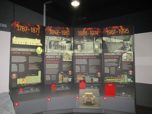 Quecksilberschmelzwerk Museum, Idrija, Slowenien, Verarbeitung von Zinnobererz bis zur Abfüllung