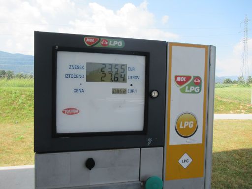 LPG, Autogas Tankstellen, Slowenien, MOL Tankstelle an der Autobahn A2, 0,852 € pro Liter LPG im Juni 2025