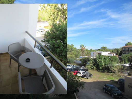 Casual Bahía Ibiza, Sant Josep de sa Talaia, Spanien, Balkon mit zwei Stühlen und Tisch