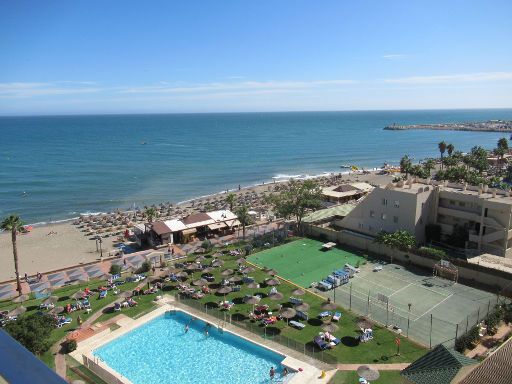 Hotel La Barracuda, Torremolinos, Spanien, Zimmer 803 mit Blick auf Schwimmbecken und Mittelmeer