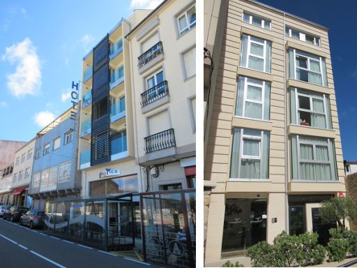 Hotel O Náutico, Laxe, Spanien, Hotel O Náutico, Außenansicht Rúa / Calle de Rosalía de Castro 46 und Rückseite Eingang, 15117 Laxe (A Coruña)