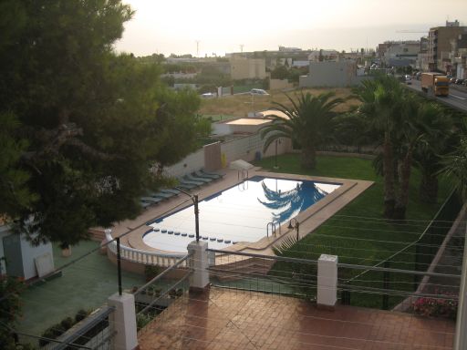 Hotel Residencia Sol, Benicarlo, Spanien, Ausblick aus dem Zimmer 205 zum Swimming Pool
