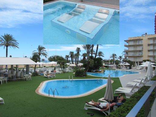 RH Bayren Hotel & Spa, Gandía, Spanien, Schwimmbecken und Whirlpool mit Liegen