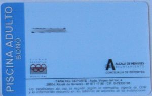 Complejo Deportivo Espartales, Piscina Schwimmbad, Alcal&aacute; de Henares, Spanien, Magnetkarte 10 Eintritte Erwachsene