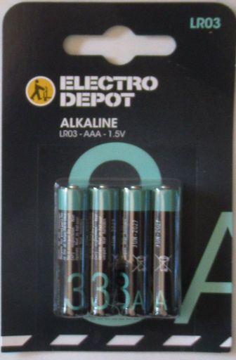 ELECTRO DEPOT, Spanien, 4 Alkaline LR03 / AAA Batterien 1,5 Volt für 1,19 € im Februar 2023