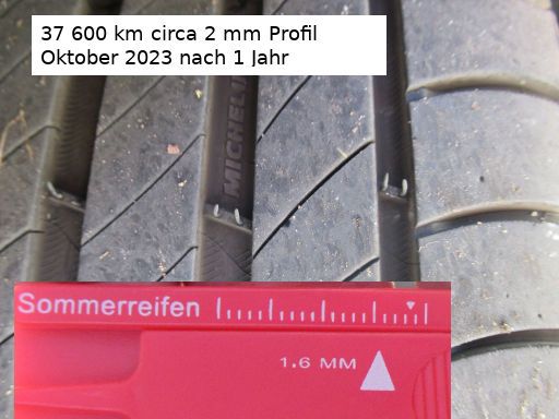 Norauto, Alcalá de Henares, Spanien, Michelin® Modell Primacy 4+ nach 37 600 km circa 2 mm Profiltiefe