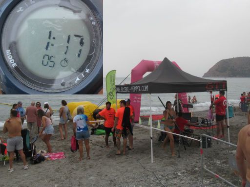 Travesía Almuñécar, La Herradura, 2025, Almuñécar, La Herradura, Spanien, Schwimmwettbewerb, Ziel nach vermutlich 2000 m