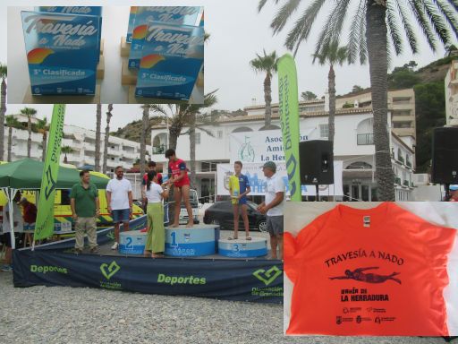 Travesía Almuñécar, La Herradura, 2025, Almuñécar, La Herradura, Spanien, Schwimmwettbewerb, Siegerehrungen und T-Shirt für alle Teilnehmer im Ziel