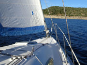 El Burguillo a toda vela, Segelbootausflug, Arroyo la Parra, Spanien, Segelboot