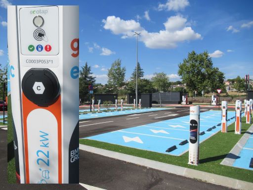 galp, BMW Gruppe, MINI, Ladesäulen, Elektrofahrzeuge, Arroyomolinos, Spanien, Ladesäule Steckdose Typ C und Kartenlesegerät