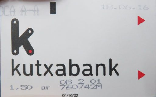 Metro, Bilbao, Spanien, Einzelfahrt Fahrschein 1,50 € im Juni 2016 mit kutaxbank Werbung